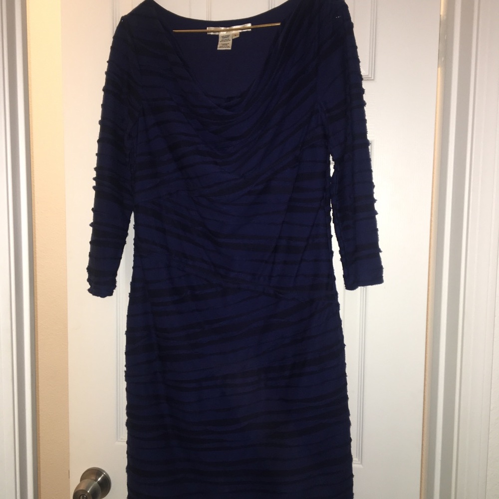 Navy blue and black bandage dress.